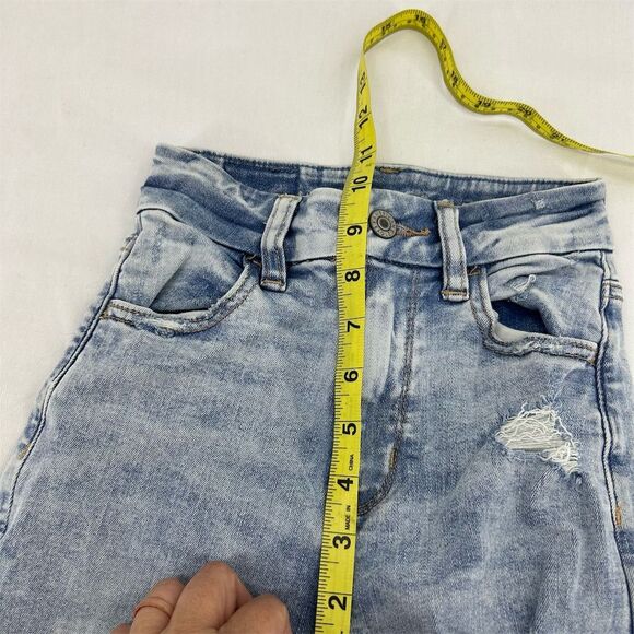 American Eagle Women's Super High Rise Distressed Jegging Jeans 000 Blue - Picture 7 of 8